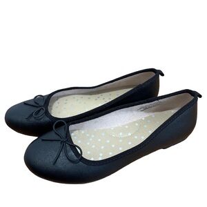 Cat and Jack Big Girls Size 4 Black Ballet Flats With Bow EUC